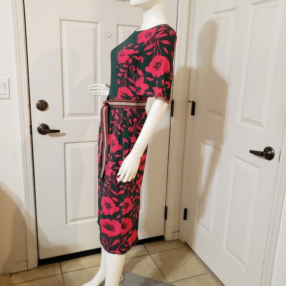 Boden Size 2 Elegant Floral Green and Pink Dress - Picture 6 of 13